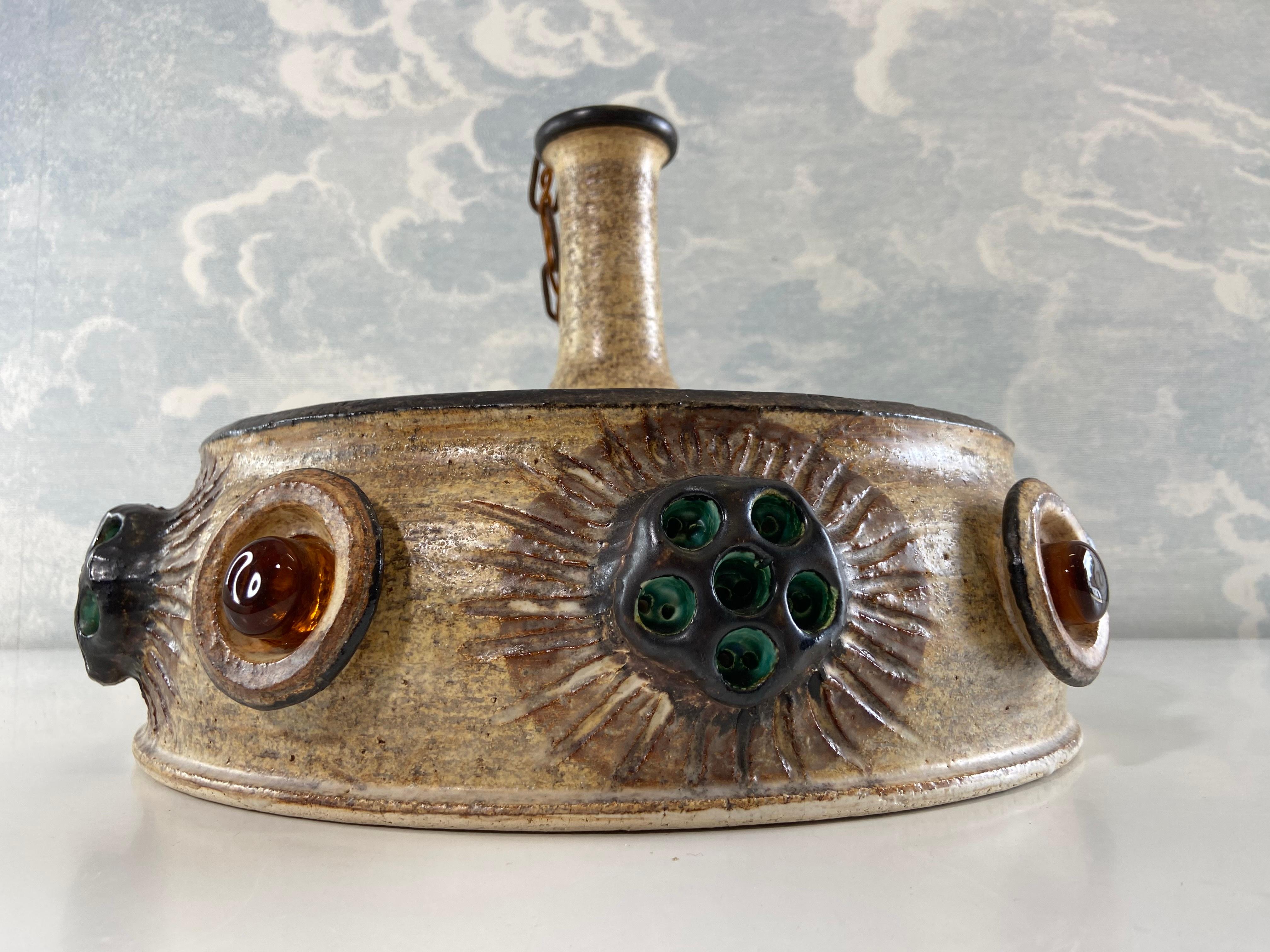 Smaltato Lampada a sospensione in ceramica AXELLA di Jette Hellerøe, Danimarca, anni '70 in vendita