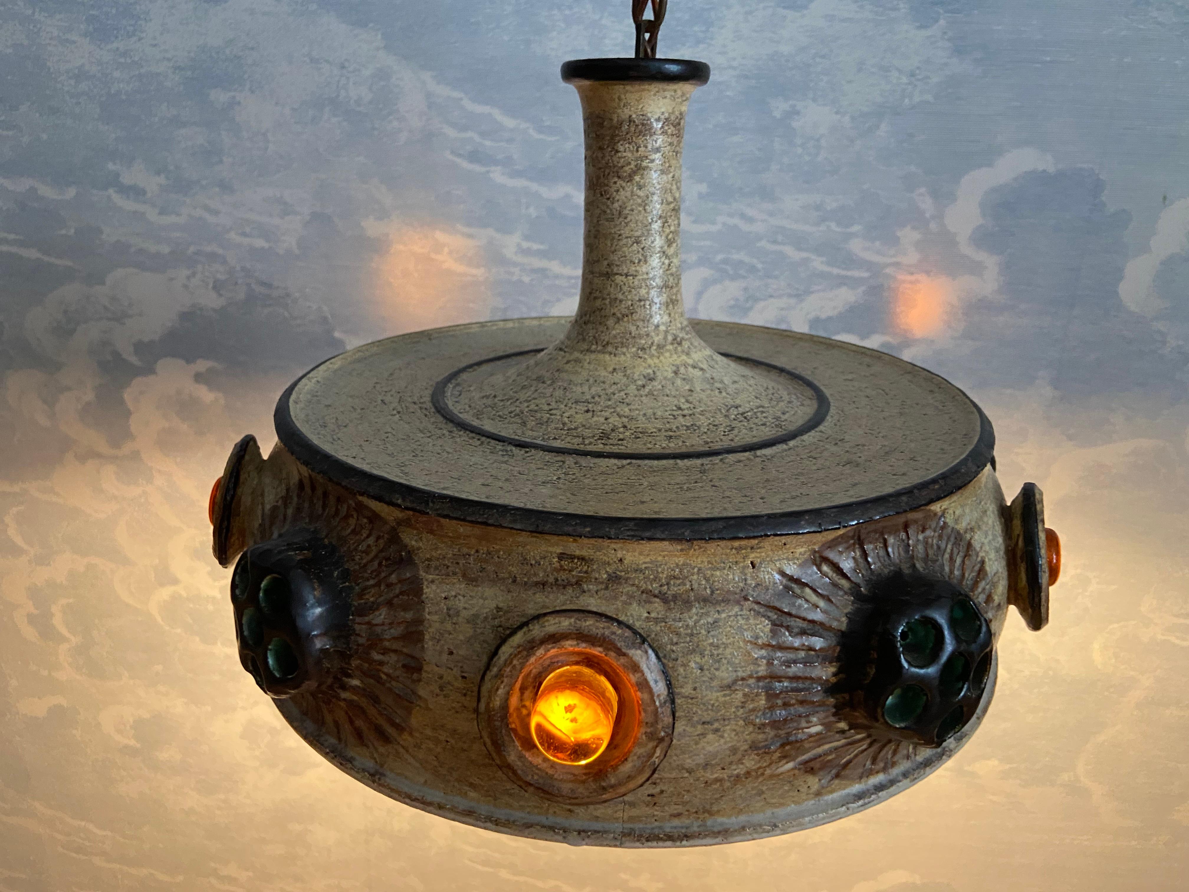 Lampada a sospensione in ceramica AXELLA di Jette Hellerøe, Danimarca, anni '70 In condizioni buone in vendita a Cork, IE