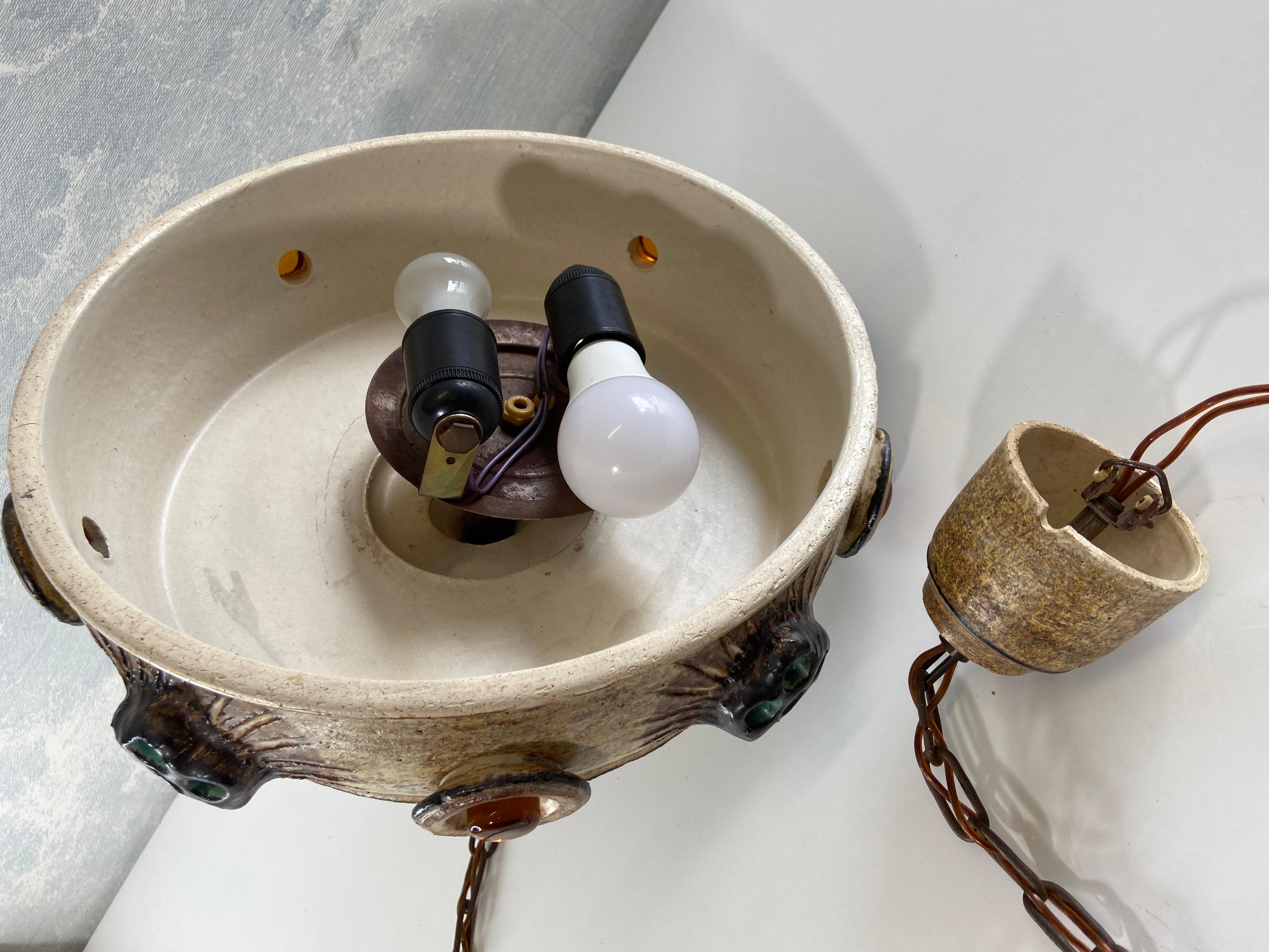 Lampada a sospensione in ceramica AXELLA di Jette Hellerøe, Danimarca, anni '70 in vendita 1