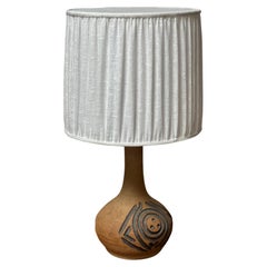 Vintage Axella design H57 cm earth tones lamp with linen shade Denmark 1970's 