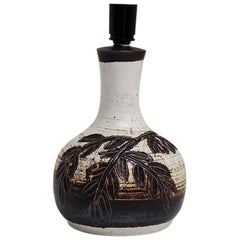 Axella Handmade Danish Vintage Ceramic Table Lamp in Brownish Colors, 1970s