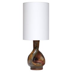 Lampada da tavolo moderna organica Axella in gres smaltato color terra, Danimarca, anni '60