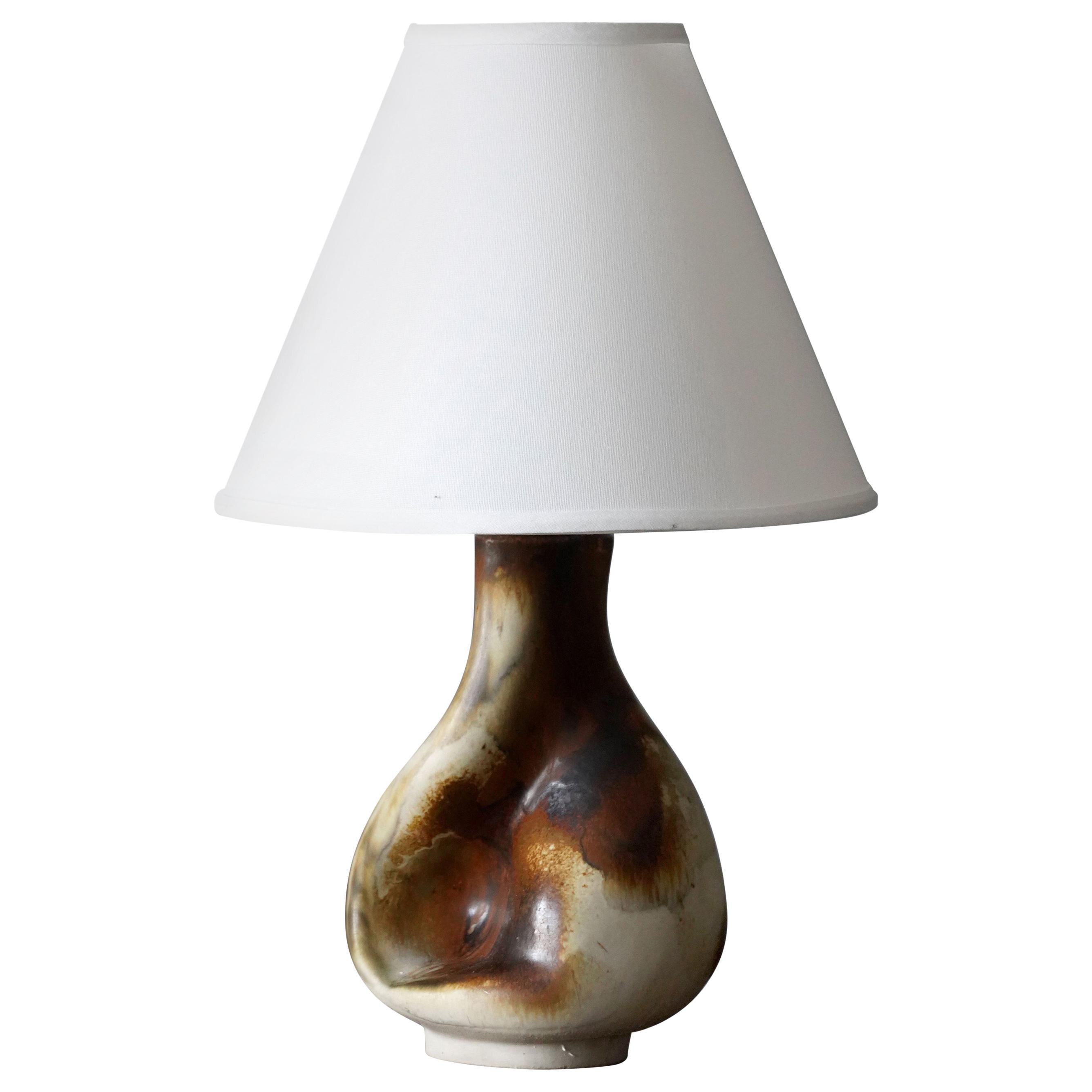 Axella, Organic Table Lamp, Glazed and Painted Stoneware, Denmark, 1960s