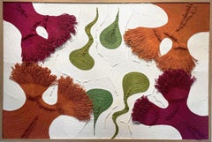 "Finca" Rope et textile sur toile, par Axelle Gosse ("39 x 59 pouces), 2024