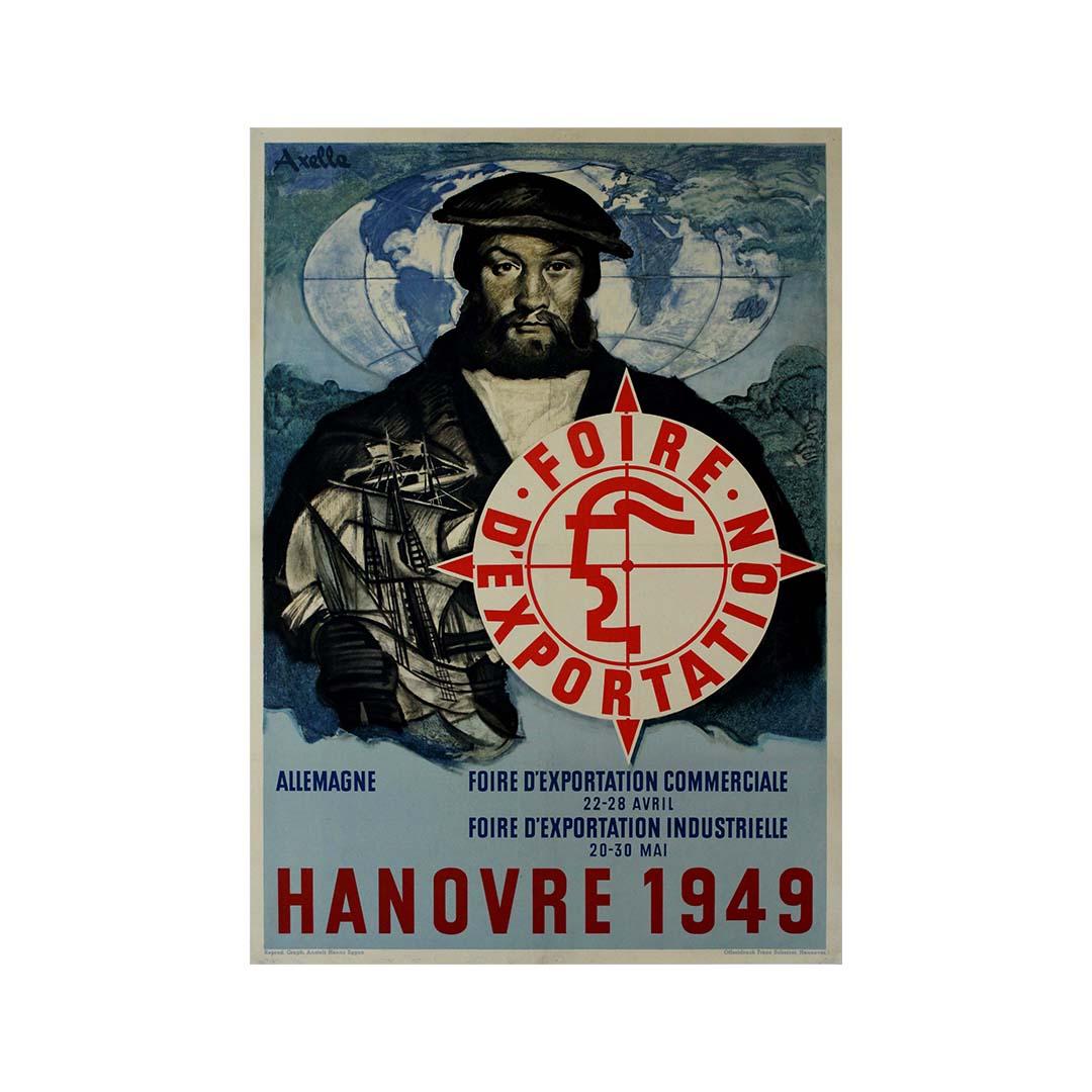 1949 original poster by Axelle at the Hanover Export Fair For Sale 1