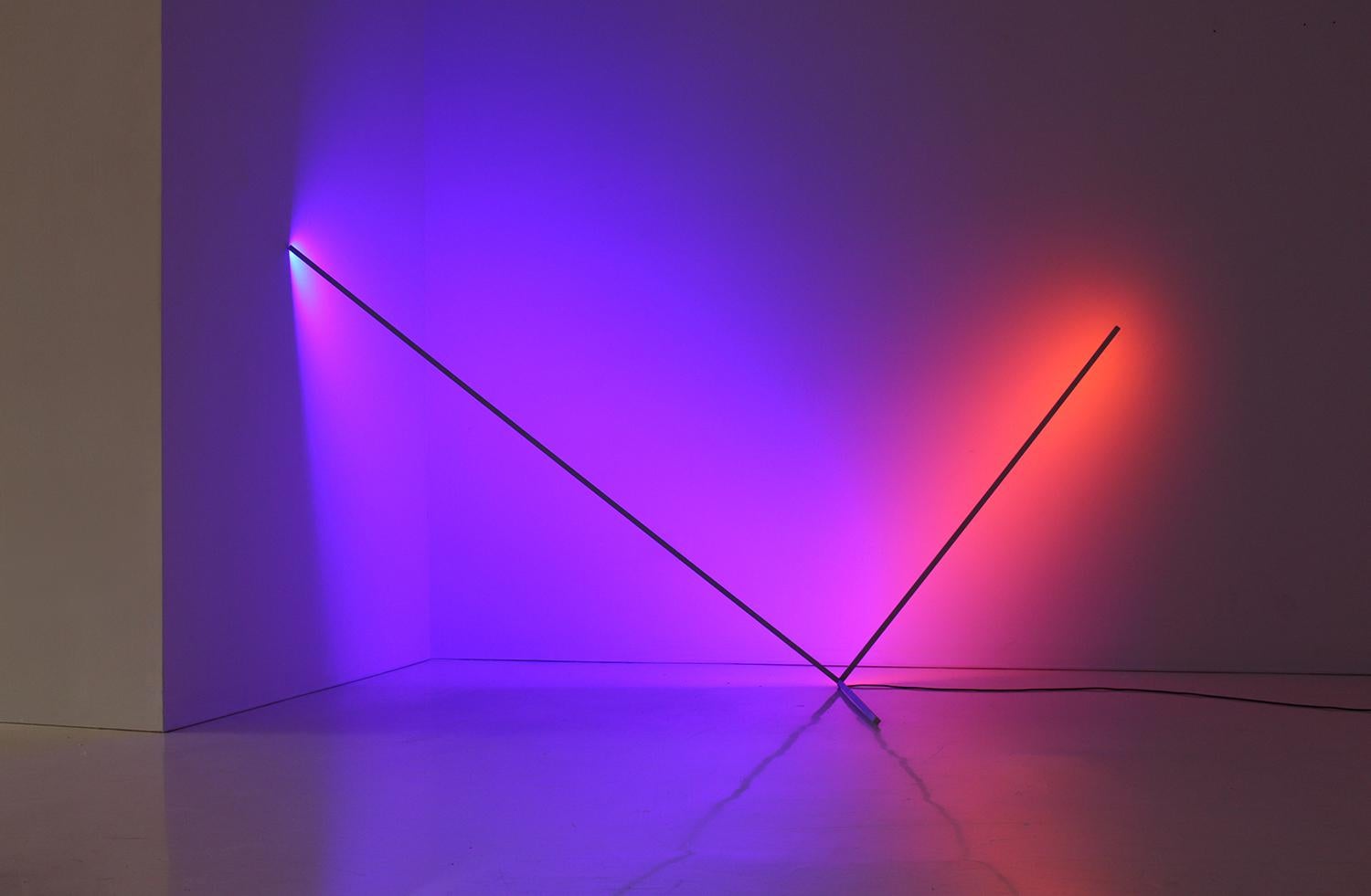 American Axes, Sanblasted Aluminum and LED Minimal Geometric Light Sculpture For Sale
