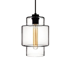 Axia Gray Handblown Modern Glass Pendant Light, Made in the USA