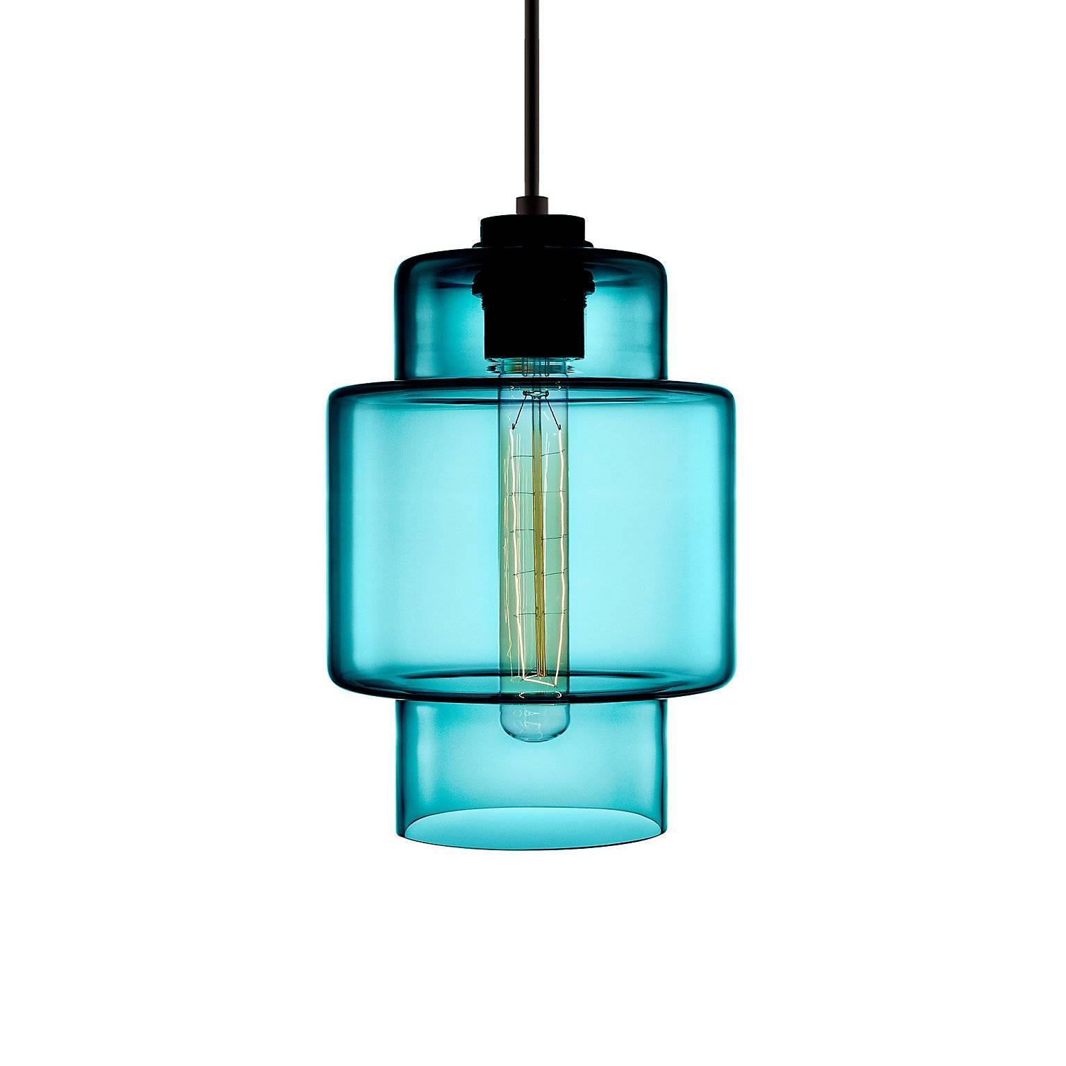 American Axia Gray Handblown Modern Glass Pendant Light, Made in the USA For Sale