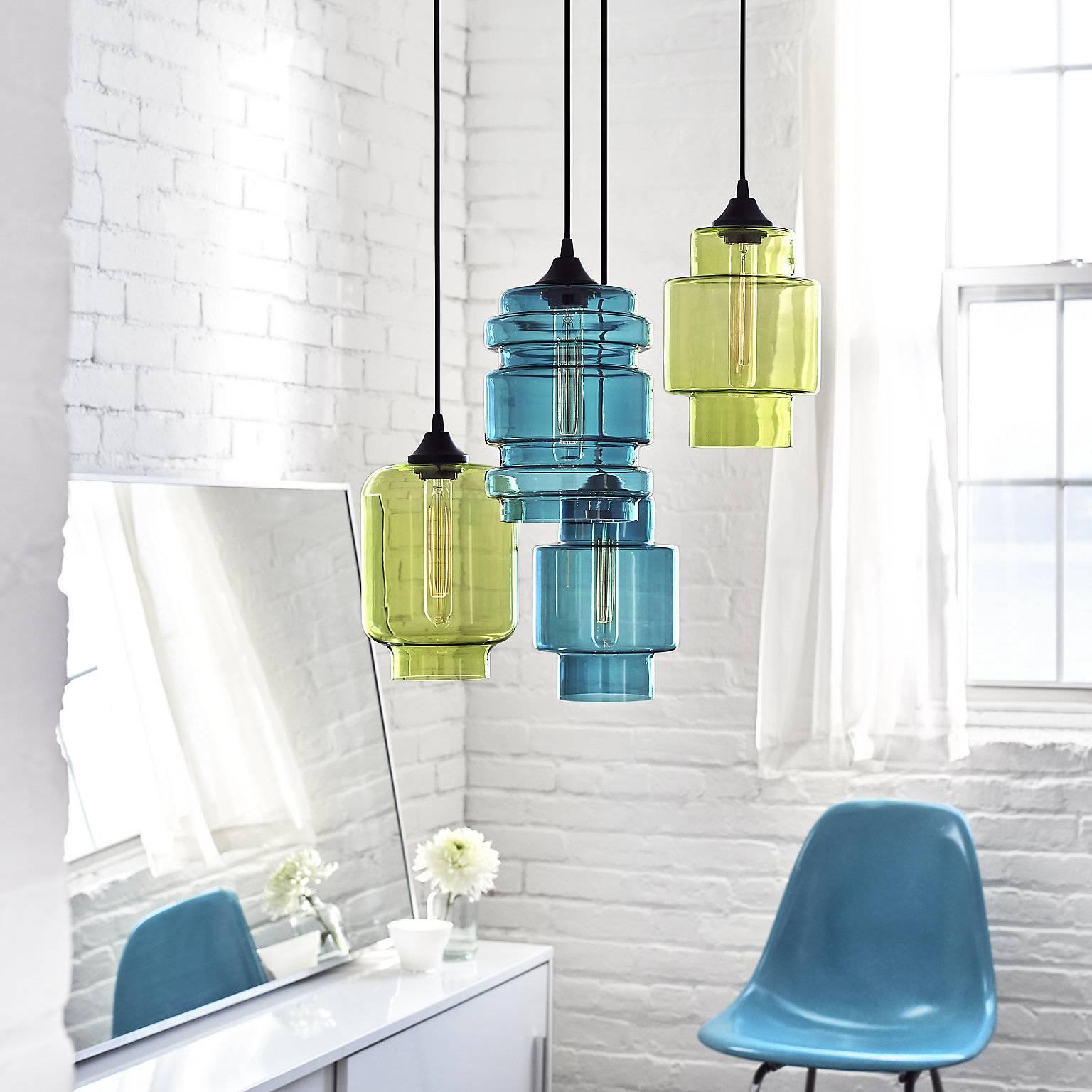 Axia Opaline Handblown Modern Glass Pendant Light, Made in the USA For Sale 2
