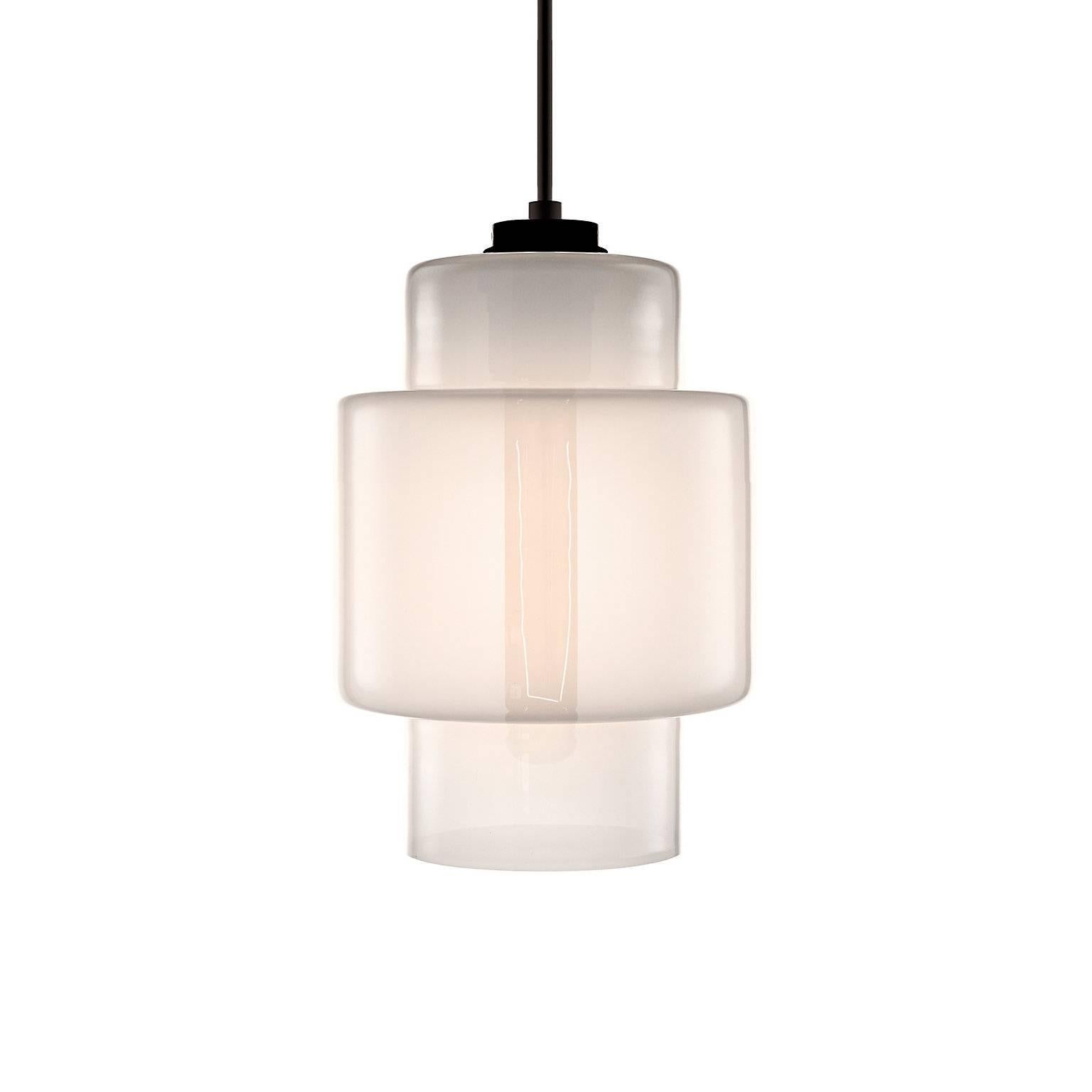 Axia Rose Handblown Modern Glass Pendant Light, Made in the USA For Sale 1