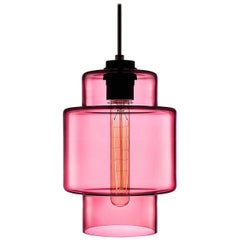 Lampe à suspension moderne en verre soufflé à la main Axia Rose, fabriquée aux États-Unis