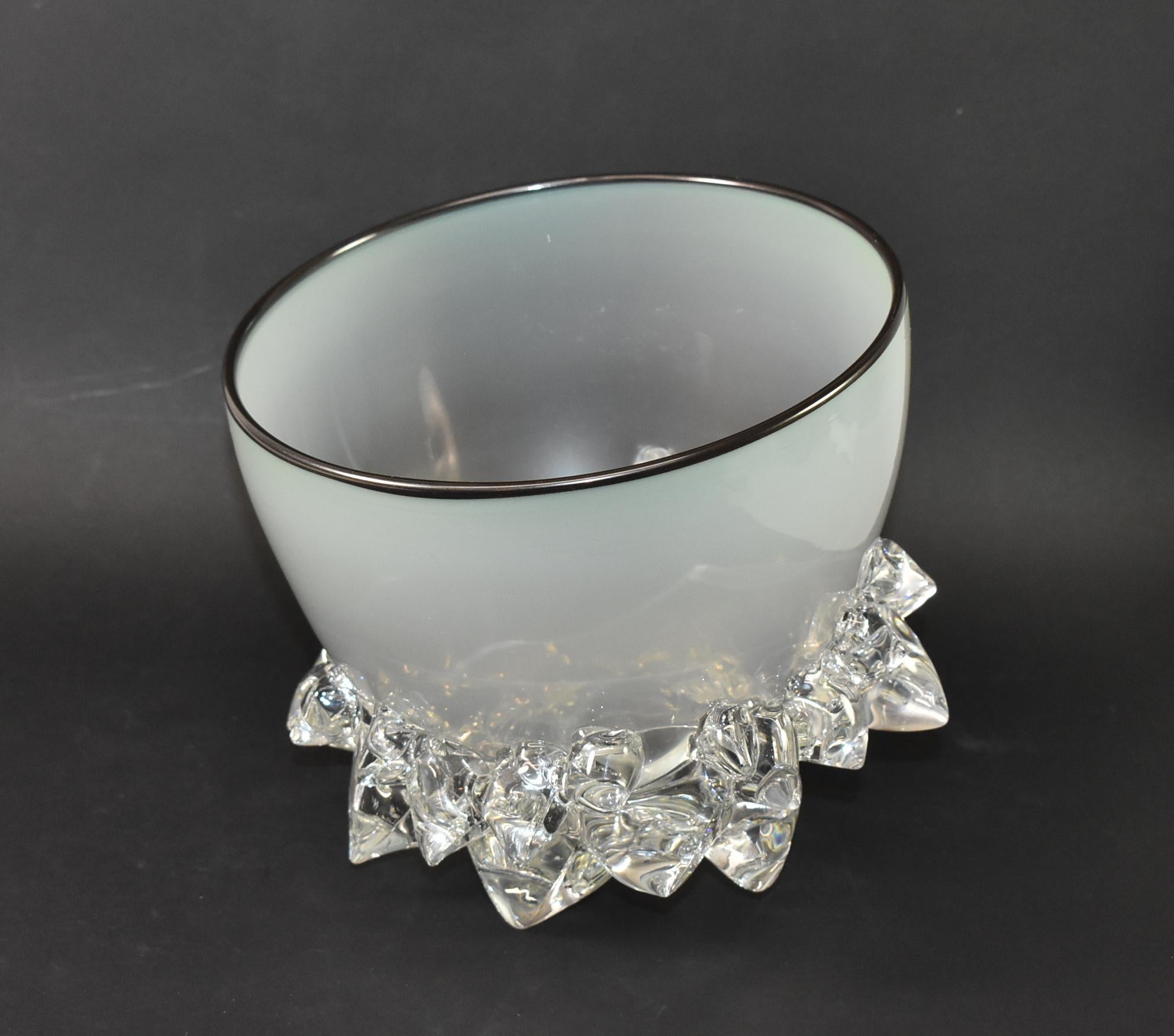 Axiom Glass Opal White Thorn Bowl by Andrew Madvin In Excellent Condition In Toledo, OH