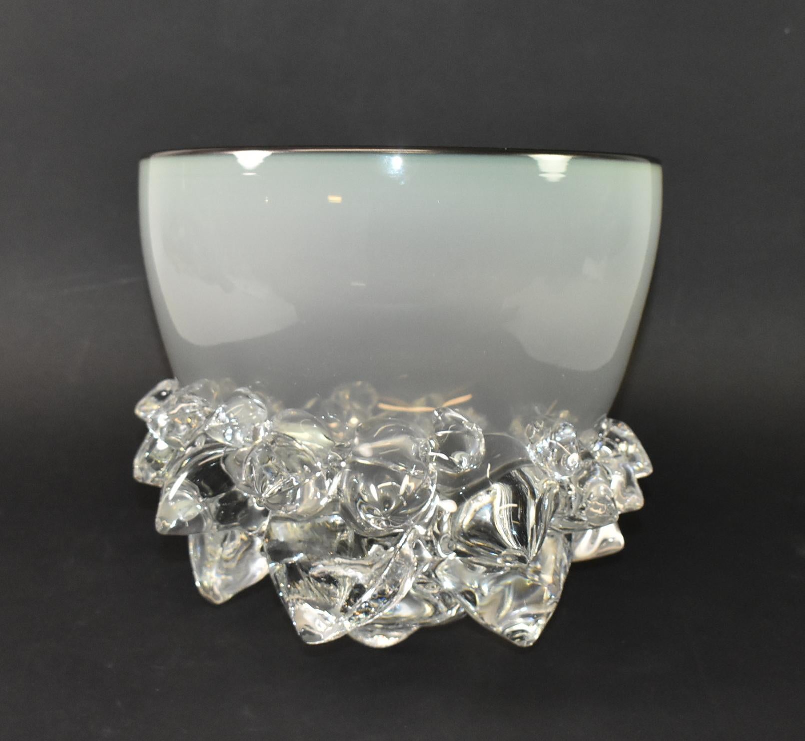 Contemporary Axiom Glass Opal White Thorn Bowl by Andrew Madvin