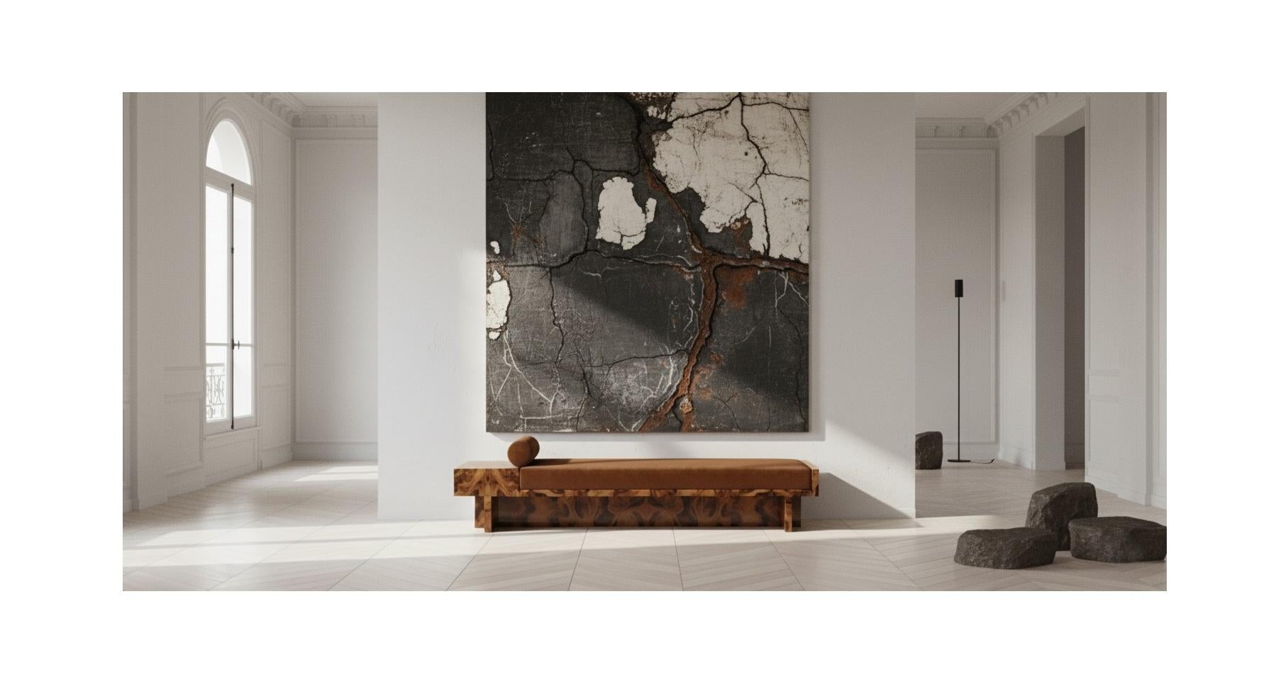 Axis Architectural Bench In Macassar And Velvet By Sidani Design In New Condition For Sale In NEW YORK, NY