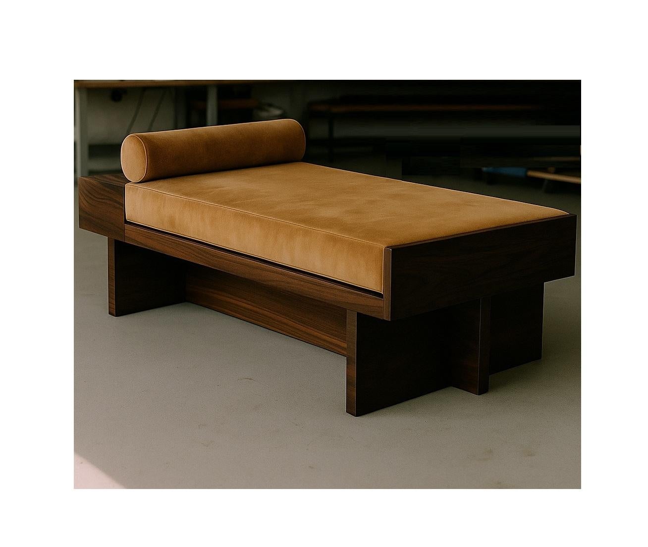 Axis Architectural Bench In Macassar And Velvet By Sidani Design For Sale 1