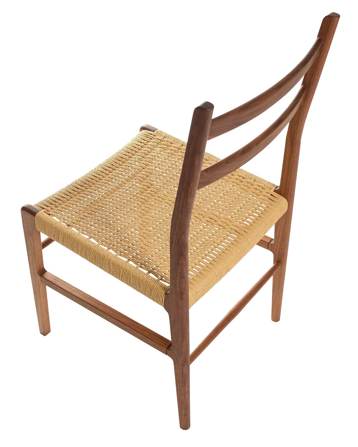 Hand-Crafted Axis Dining Chair in Walnut and Danish Cord For Sale