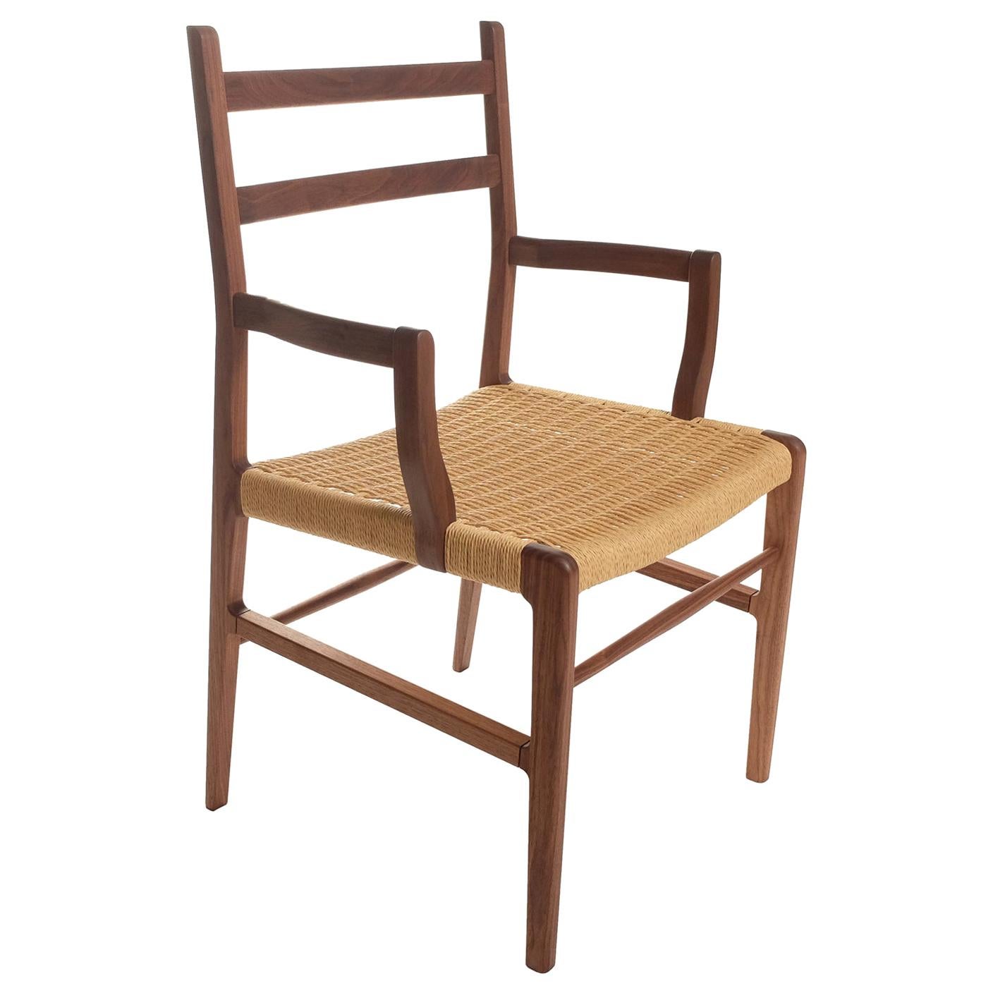 Axis Dining Armchair or Side Chair in Walnut and Danish Cord For Sale