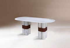 Marble dining Axis table White Oval deco, Designer Sergio Prieto