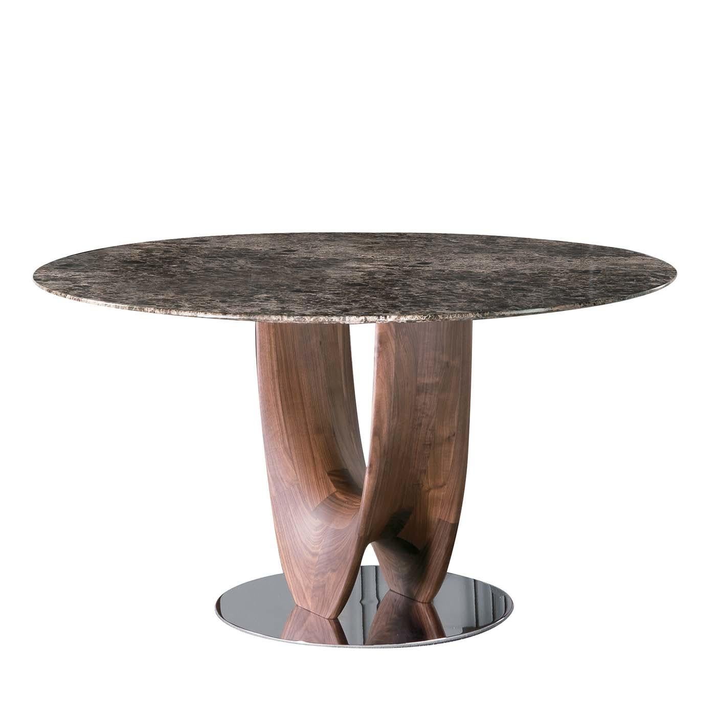 Italian Axis Round Small Table with Marble Top by Stefano Bigi by Pacini For Sale