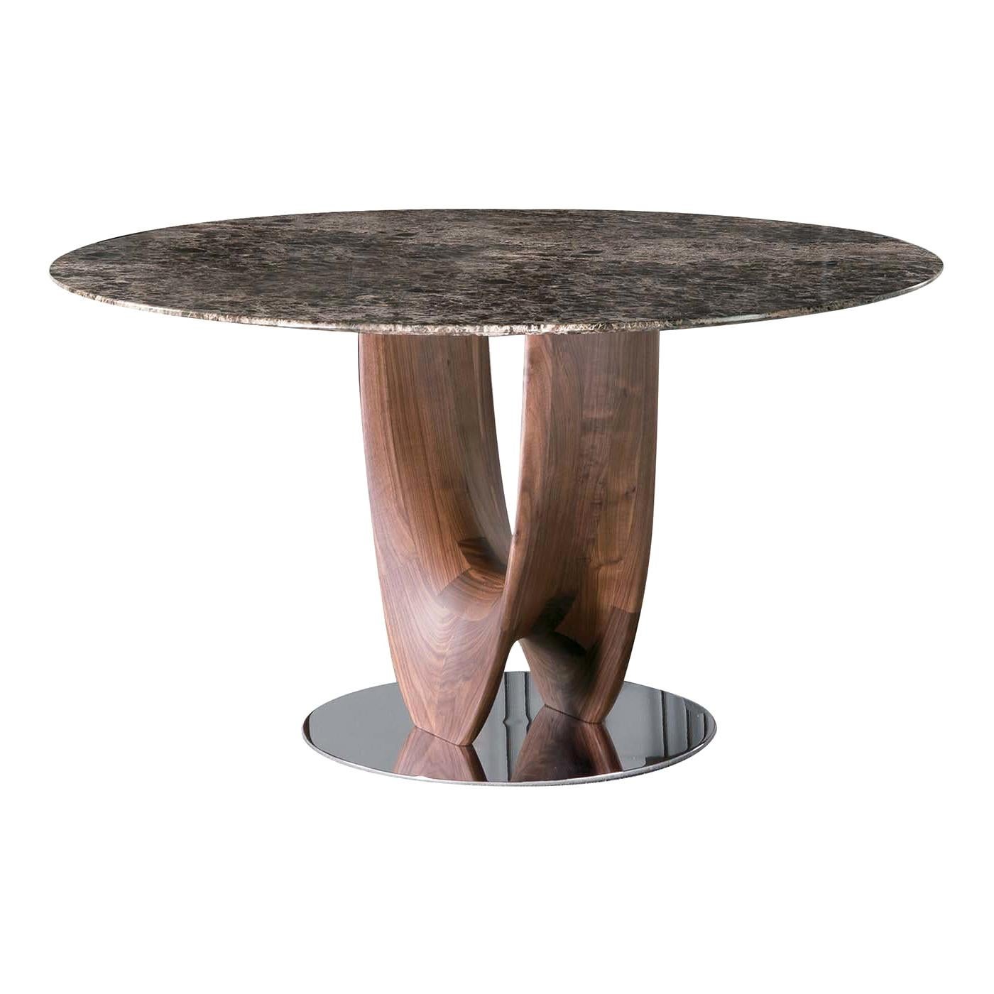 Axis Round Small Table with Marble Top by Stefano Bigi by Pacini For Sale