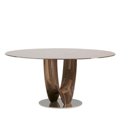 Axis Round Small Table with Clear Glass Top by Stefano Bigi