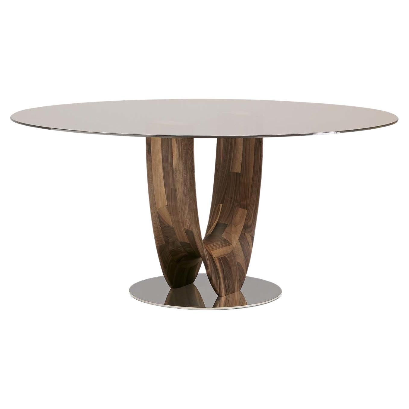 Petite table ronde Axis avec plateau en verre transparent par Stefano Bigi en vente
