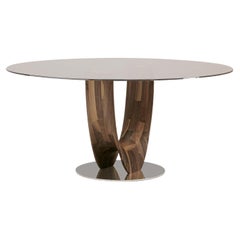Runder, kleiner Axis-Tisch mit Klarglasplatte von Stefano Bigi