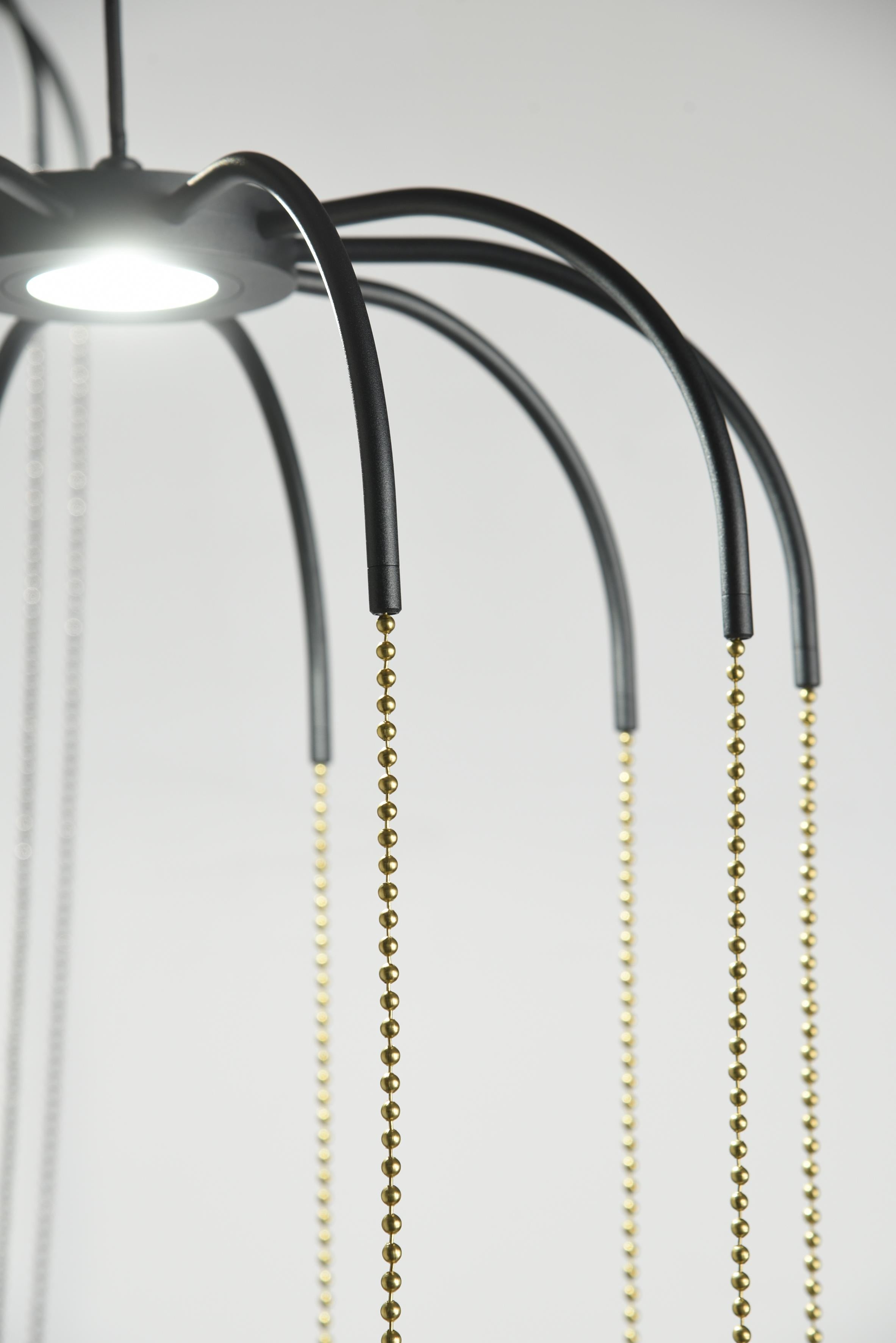 Contemporary Axolight Alysoid Large Pendant Lamp in Anthracite Grey with Brass Chains For Sale