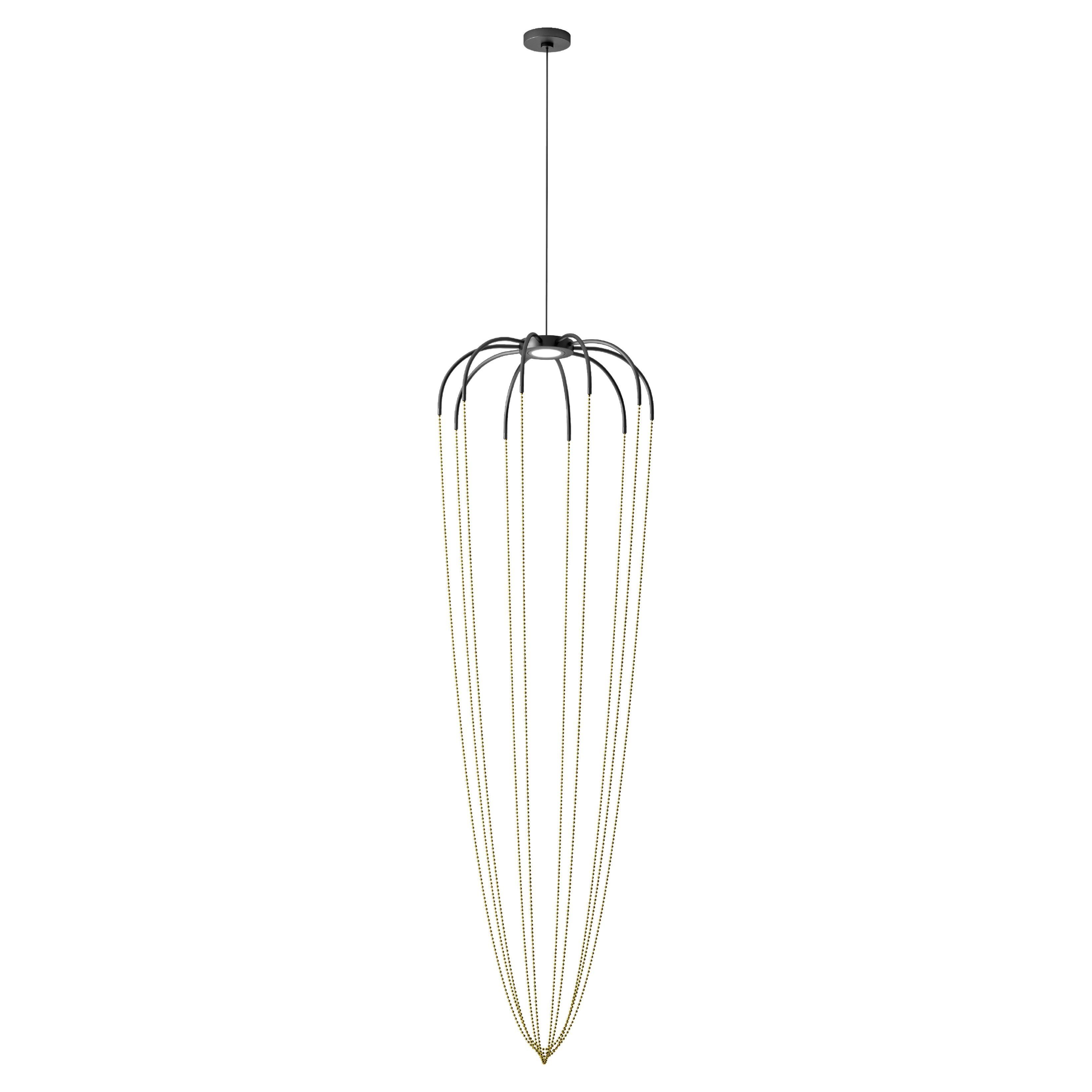 Axolight Alysoid Large Pendant Lamp in Anthracite Grey with Brass Chains For Sale