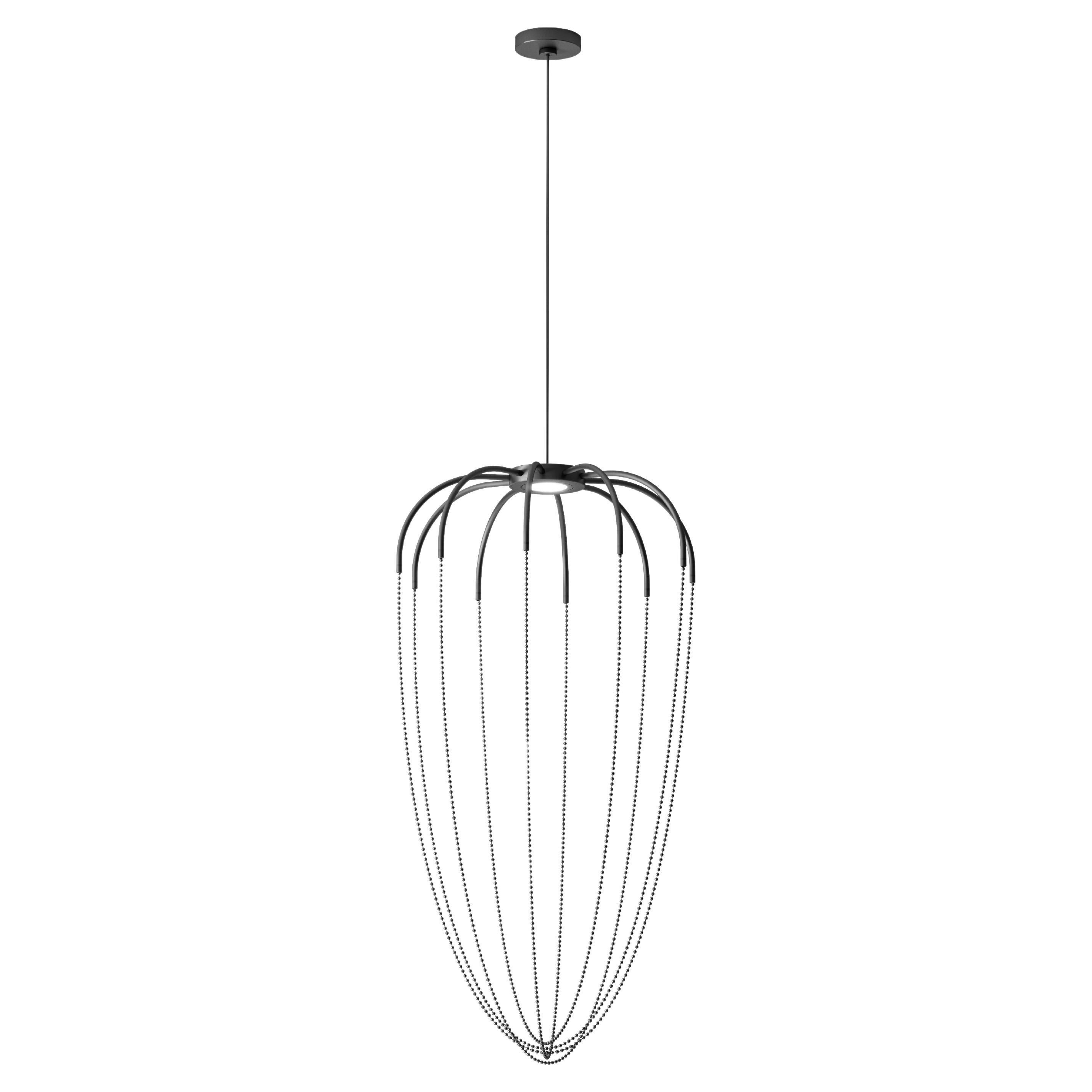 Axolight Alysoid Large Pendant Lamp in Anthracite Grey with Nickel Chains For Sale