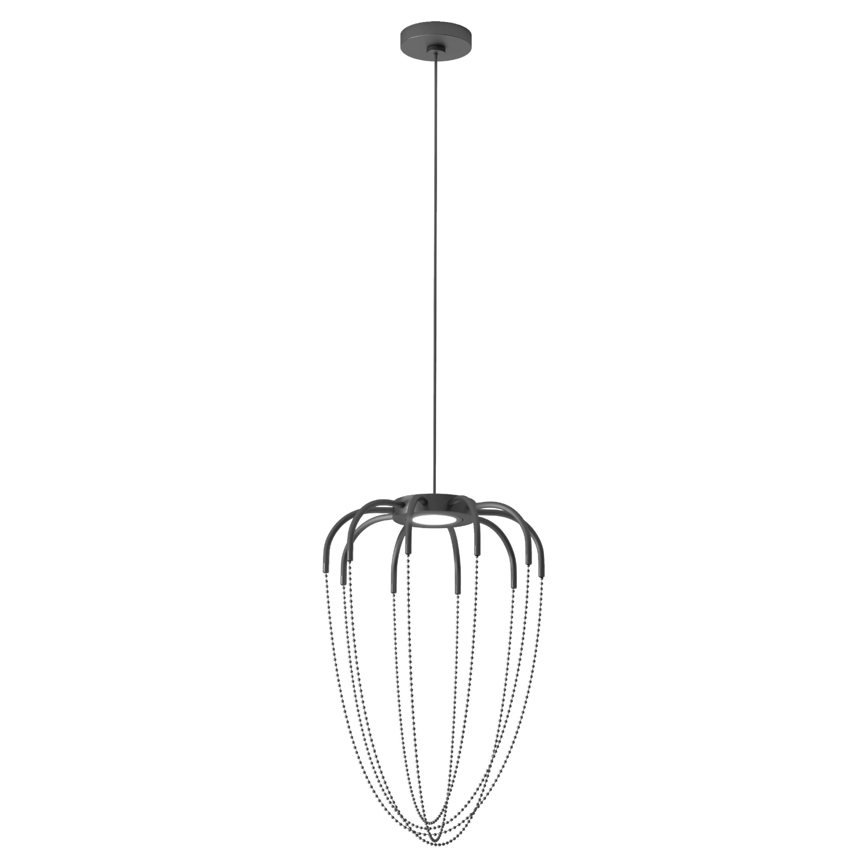 Axolight Alysoid Medium Pendant Lamp in Anthracite Grey with Nickel Chains For Sale