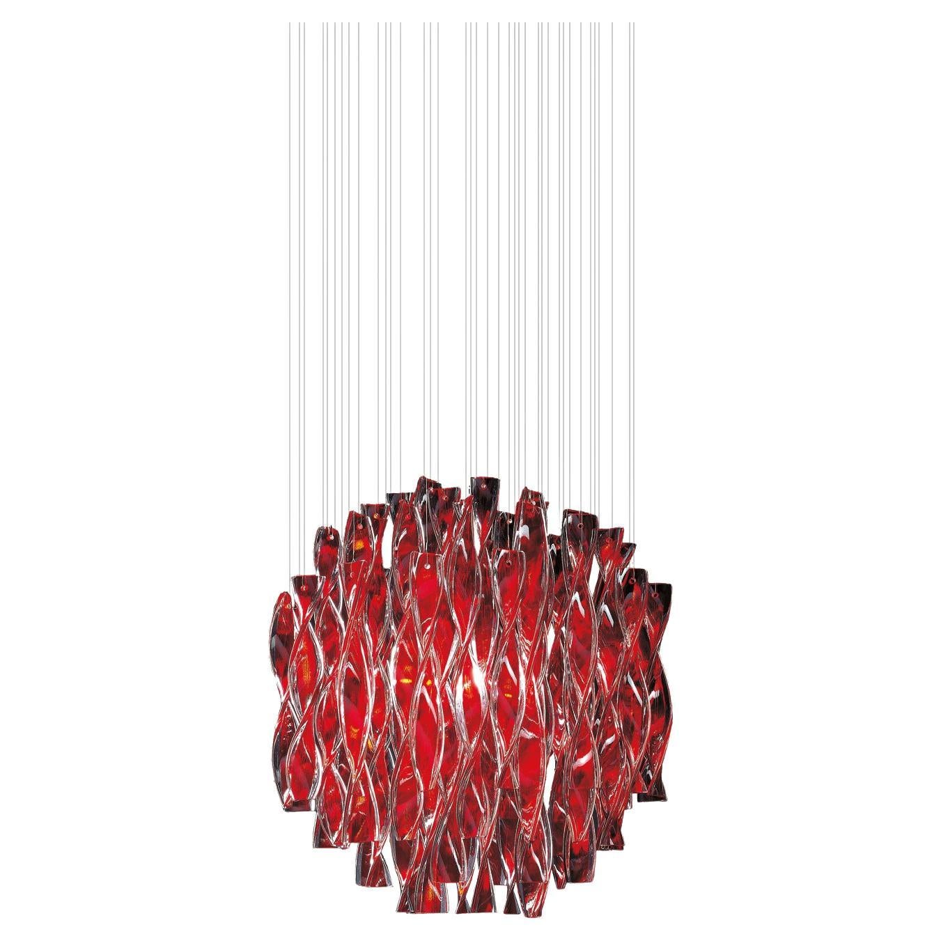 Axolight Avir Large Pendant Lamp in Chrome and Red by Manuel & Vanessa Vivian For Sale