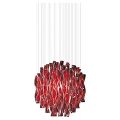 Axolight Avir Large Pendant Lamp in Chrome and Red by Manuel & Vanessa Vivian