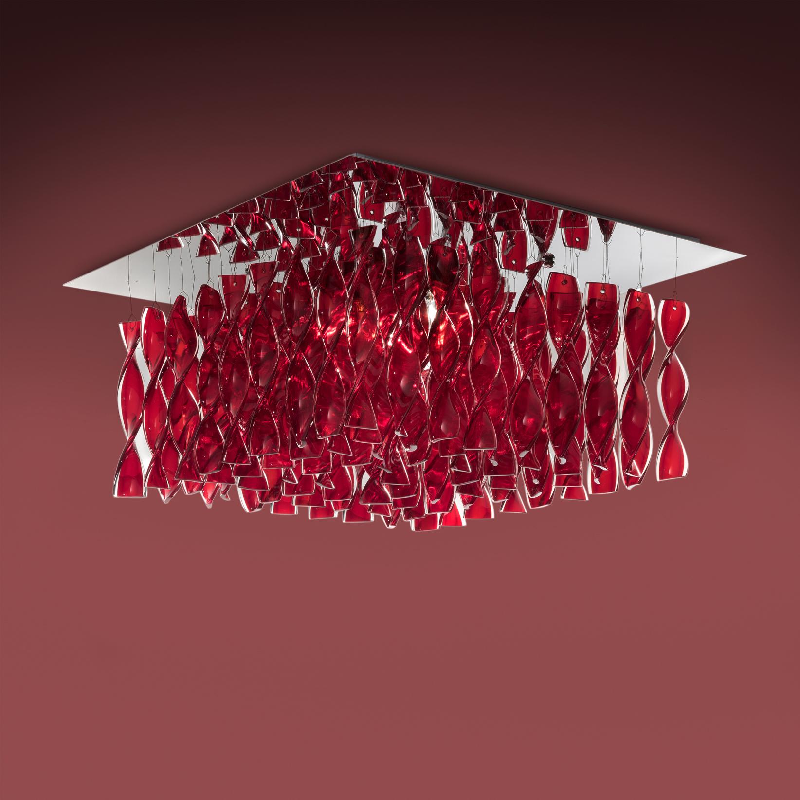 Axolight Avir Medium Ceiling Lamp in Chrome Steel Canopy and Red by Manuel & Vanessa Vivian

Waves of light, dynamic reflections, uniqueness. The knowledge and craftsmanship of a master glassmaker express themselves in the shape of small glasses