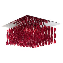 Axolight Avir Medium Ceiling Lamp in Chrome and Red by Manuel & Vanessa Vivian