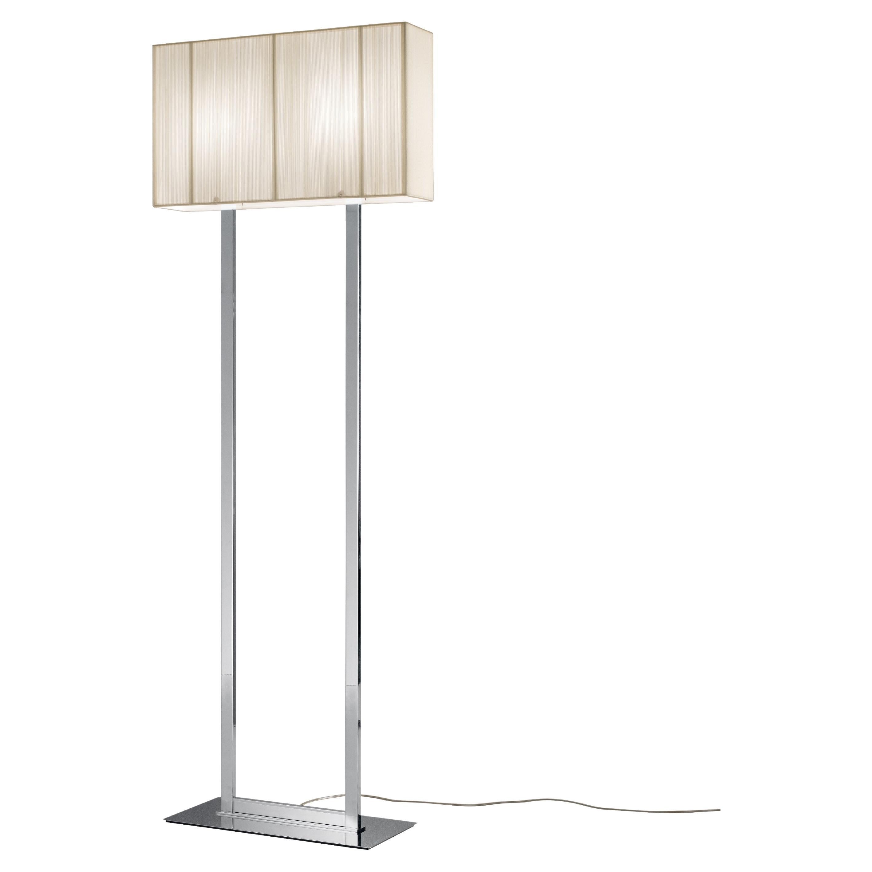 Axolight Clavius Medium Floor Lamp in White Lampshade and Chrome Finish For Sale