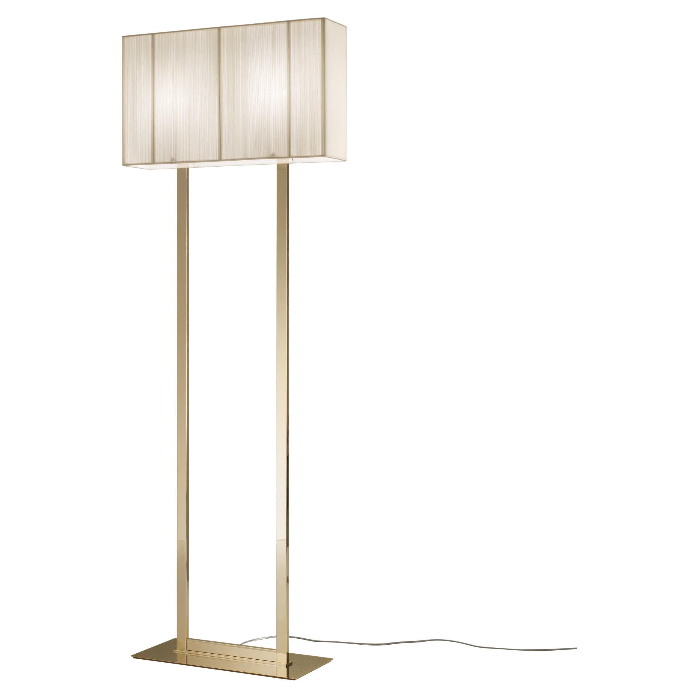 Axolight Clavius Medium Floor Lamp in White Lampshade and Gold Finish