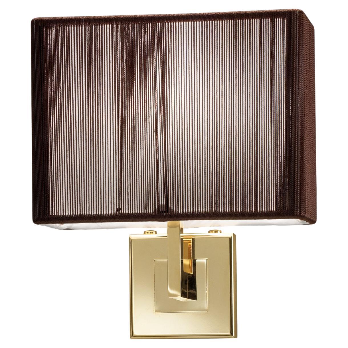 Axolight Clavius Small Wall Lamp with Arm in Tobacco Lampshade and Gold Finish