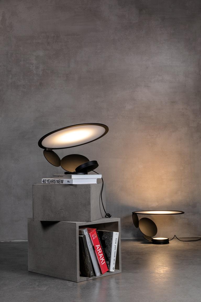 Aluminum Axolight Cut Medium Table Lamp in Intense Black by Timo Ripatti For Sale