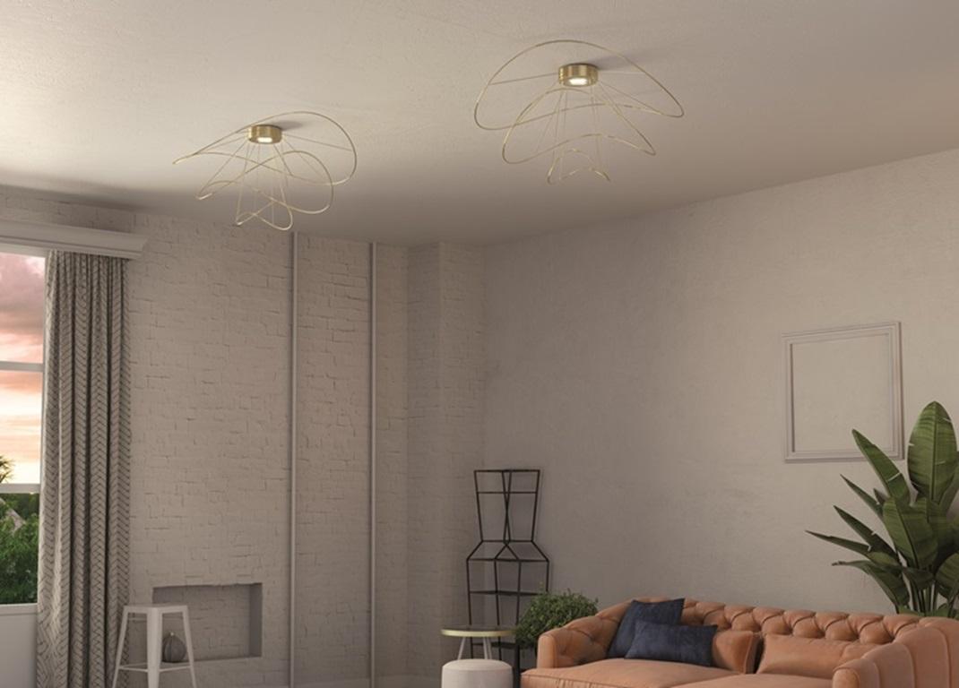 Axolight Hoops 2 Medium Flush Mount Ceiling Lamp in Gold by Giovanni Barbato in vendita 2