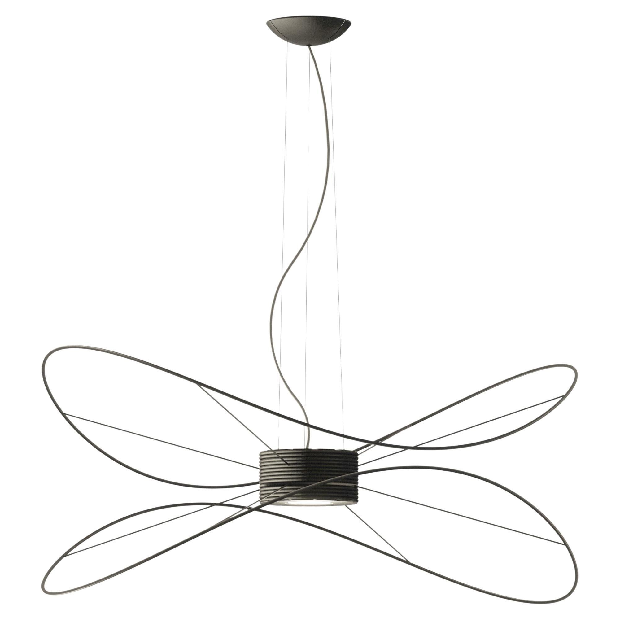 Axolight Hoops 2 Medium Pendant Lamp in Black by Giovanni Barbato