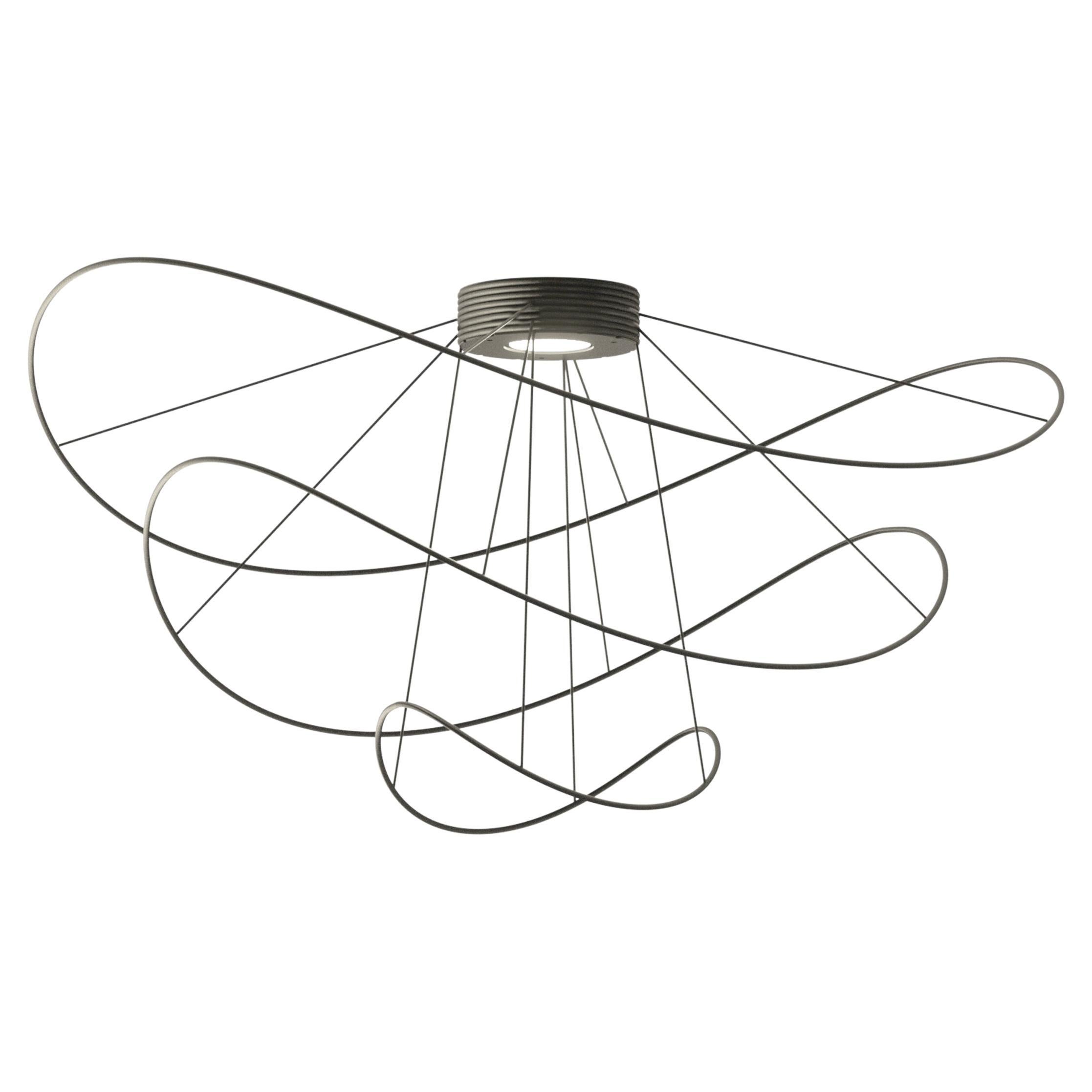 Axolight Hoops 3 Medium Flush Mount Ceiling Lamp in Black by Giovanni Barbato For Sale
