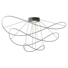 Axolight Hoops 3 Medium Flush Mount Ceiling Lamp in Black par Giovanni Barbato