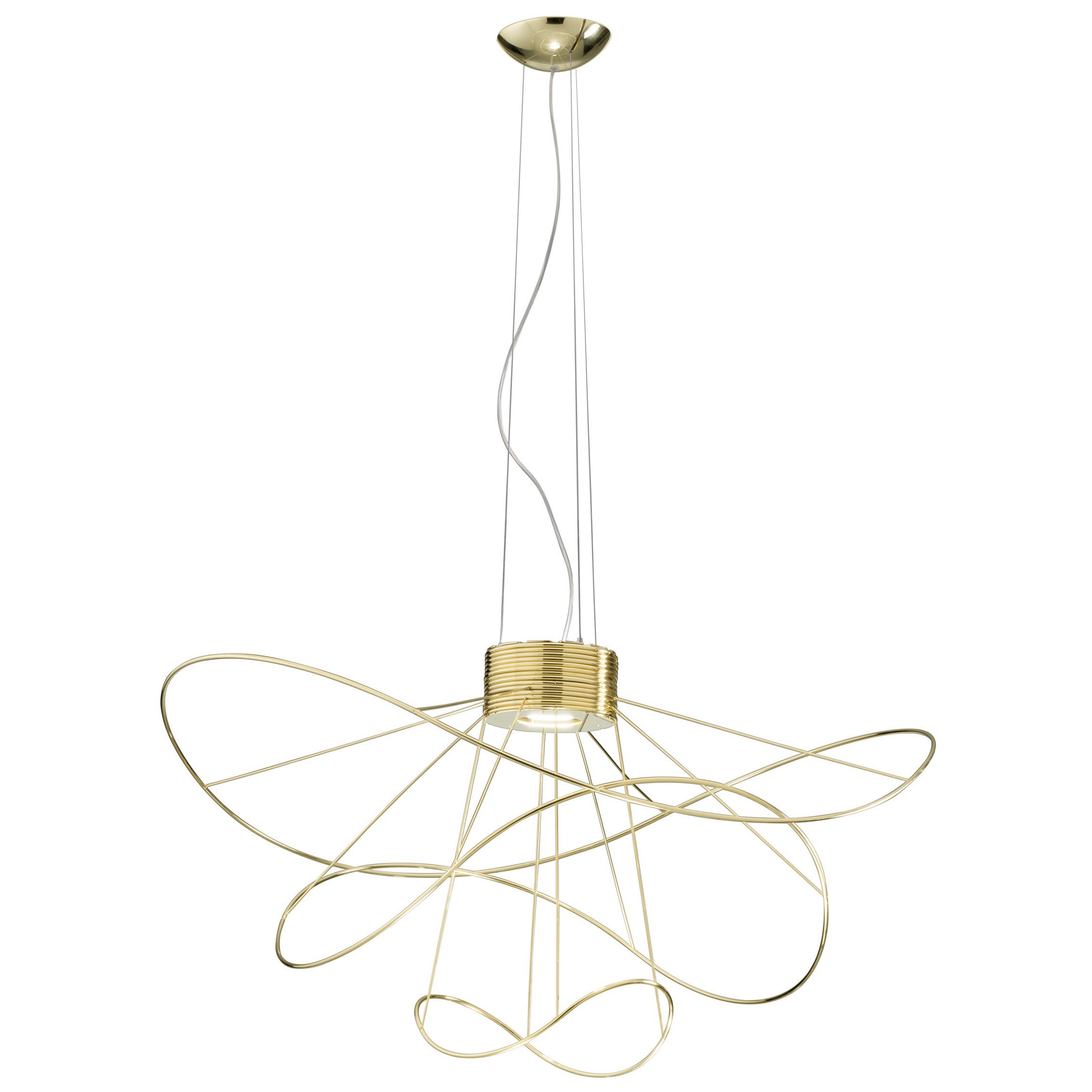 Axolight Hoops 3 Lampada a sospensione media in oro di Giovanni Barbato