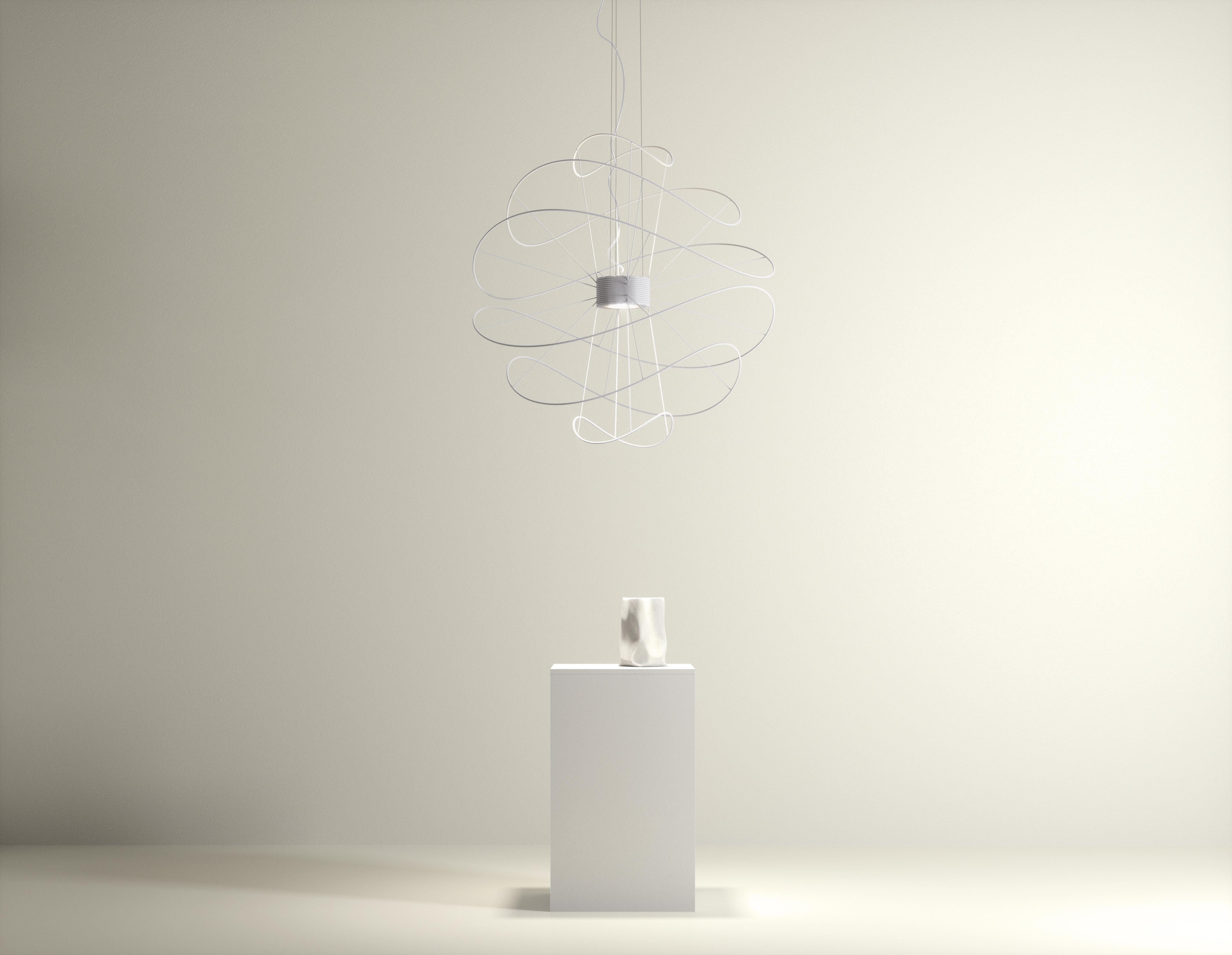 Axolight Hoops 3 lampe à suspension moyenne blanche de Giovanni Barbato Neuf - En vente à Brooklyn, NY