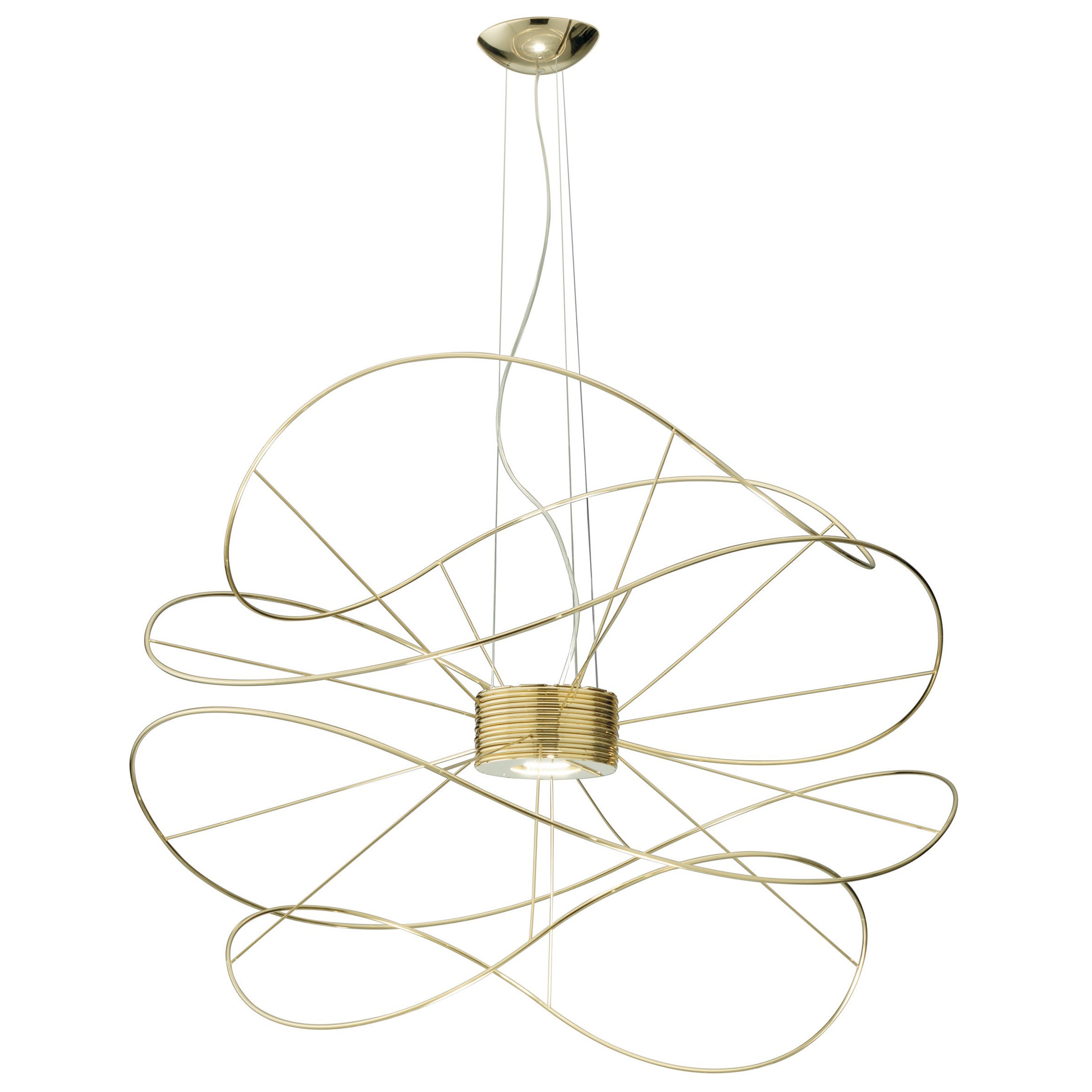 Axolight Hoops 4 Lampada a sospensione grande in oro di Giovanni Barbato