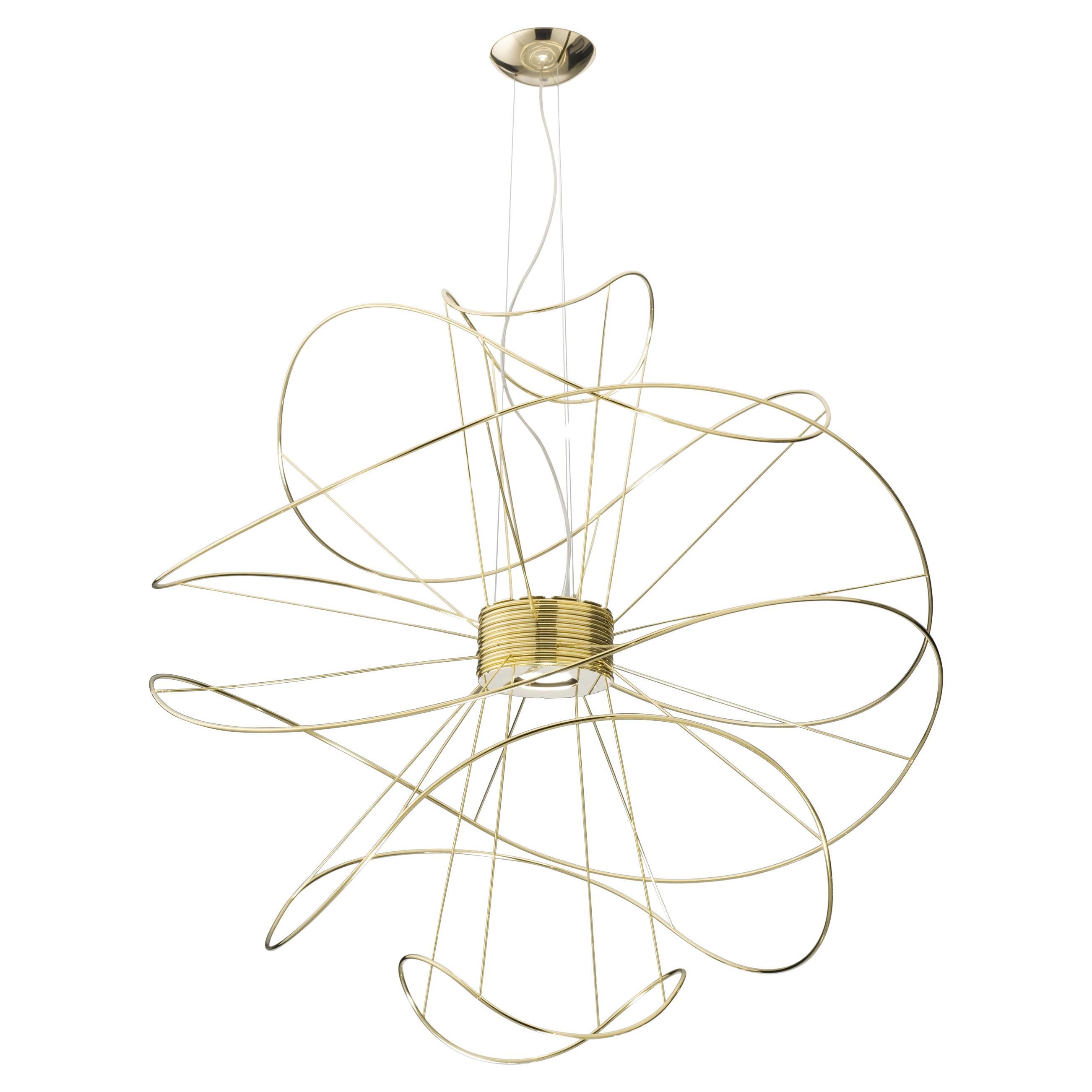 Axolight Hoops 6 Large Pendant Lamp in Gold by Giovanni Barbato For Sale