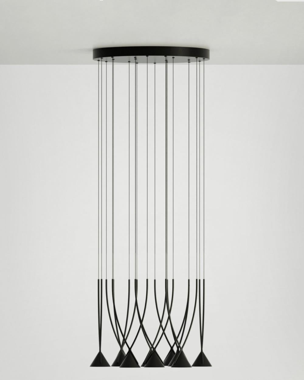Axolight Jewel Medium 10 Pendant Lamp in Black with Black Finish by Yonoh In New Condition For Sale In Brooklyn, NY