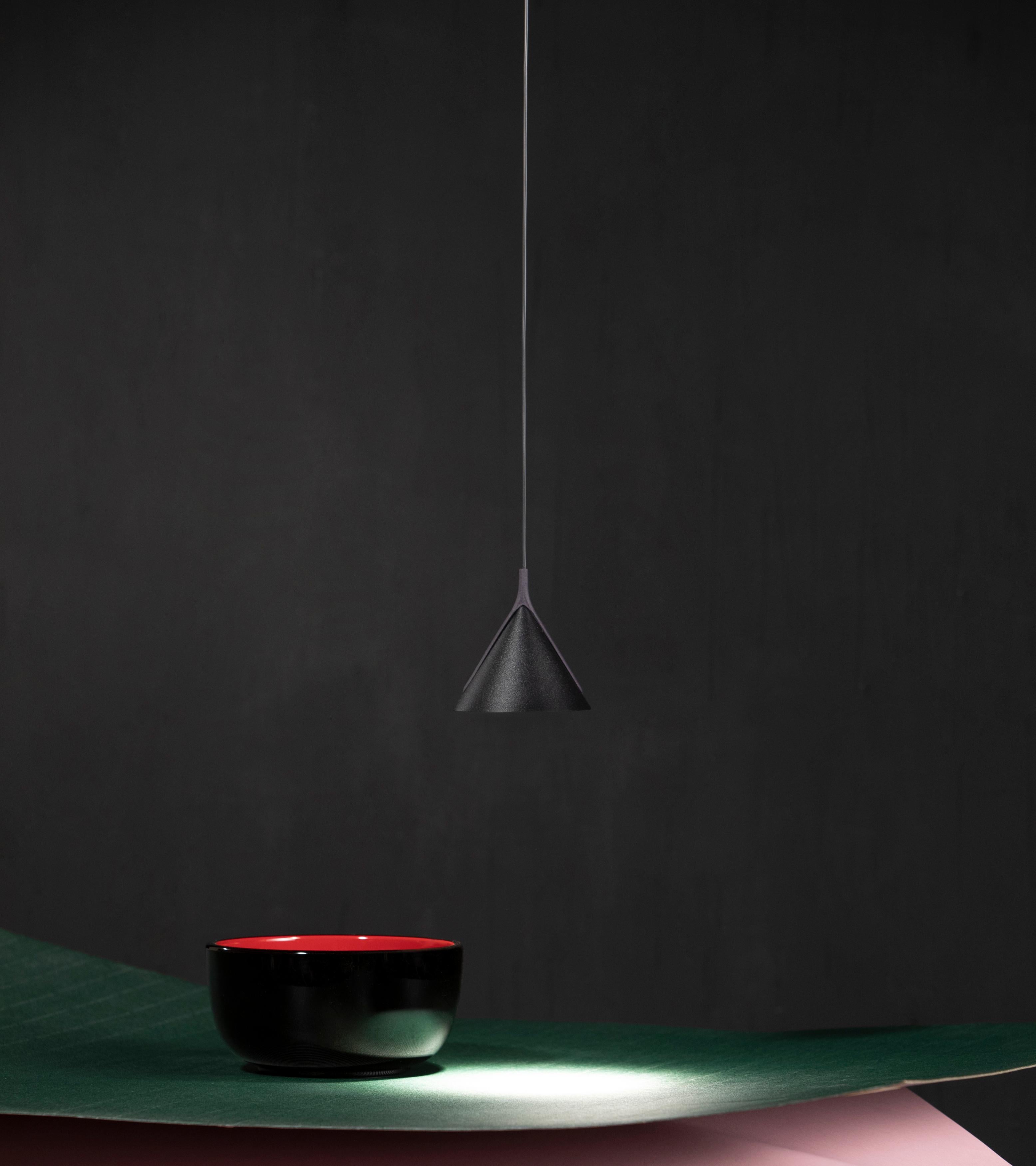 Aluminum Axolight Jewel Mono Small Pendant Light in Grey with Black Finish by Yonoh For Sale