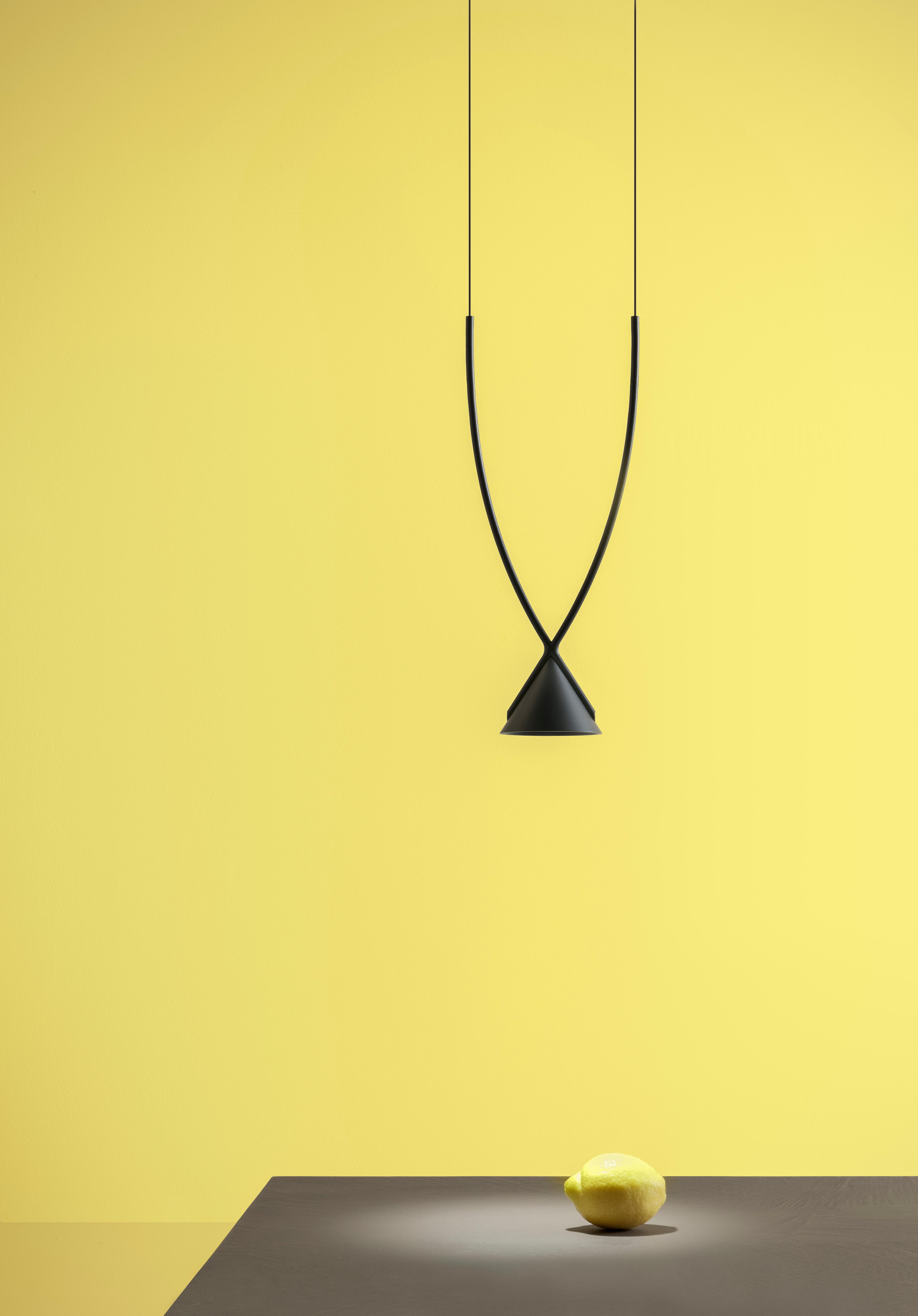 Contemporary Axolight Jewel Small Pendant Lamp in Grey with Black Finish by Yonoh For Sale